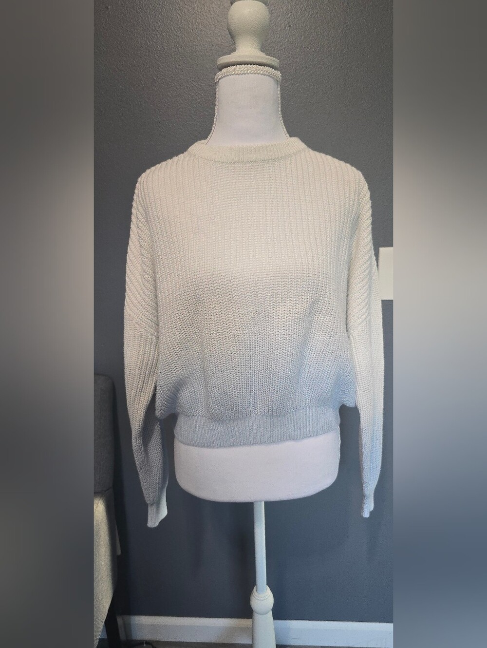 Divided Ombre Ribbed Crewneck Sweater